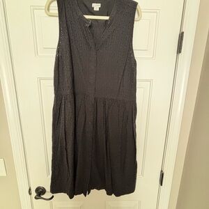 J. Crew Black Sleeveless Eyelet Midi Dress